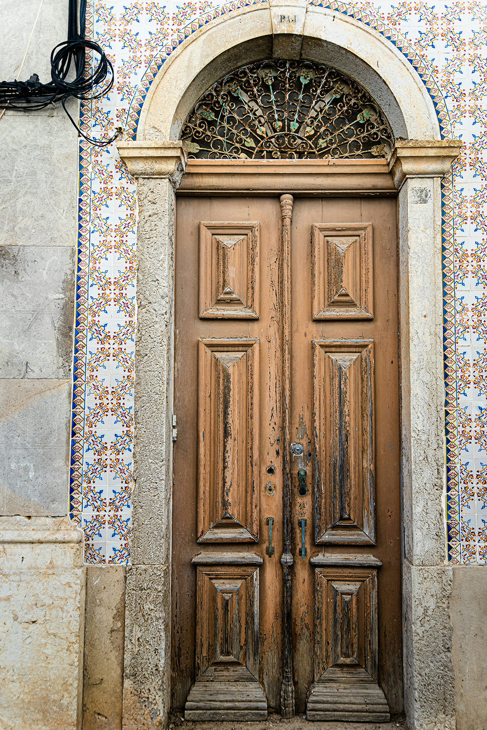 traditionally portuguese style wooden door